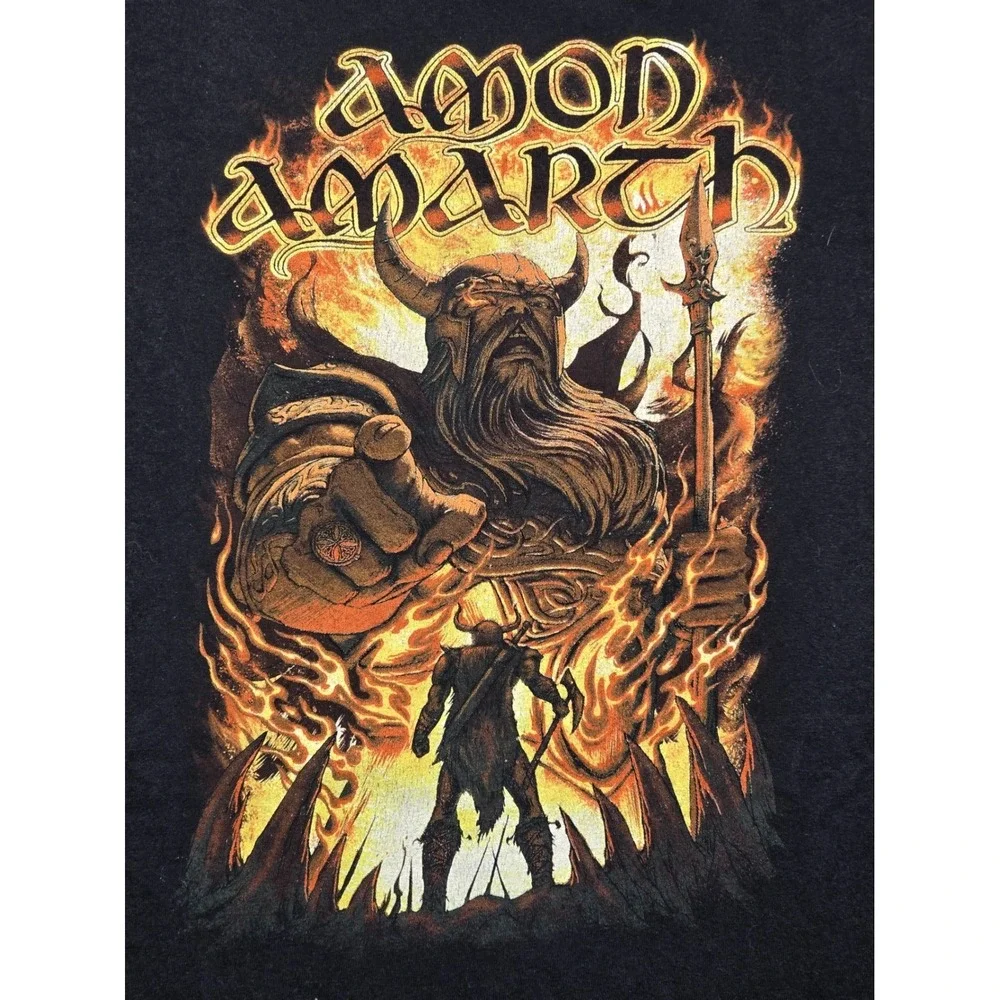 Amon Amarth T-Shirt Large Black Oden‎ Wants You Viking Metal Band Graphic Large